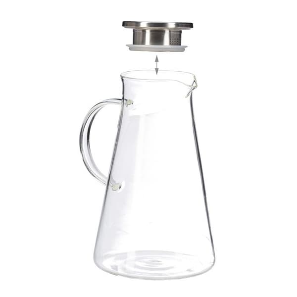 Relaxdays glaseri, 1,8 l, med lock, vatten, juice, aromatiserat vatten, diskmaskinssäker, transparent