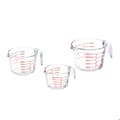 Miniatyrbild 1 av 6: Relaxdays Set med 3 mätglas, måttkanna 250 ml, 500 ml, 1 L, värme- och mikrovågssäker, transparent