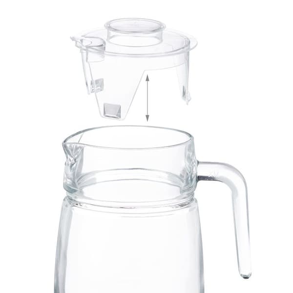 Relaxdays karaff med lock, 1,5 liters kanna, glaskanna, juice, iste, med handtag, klar