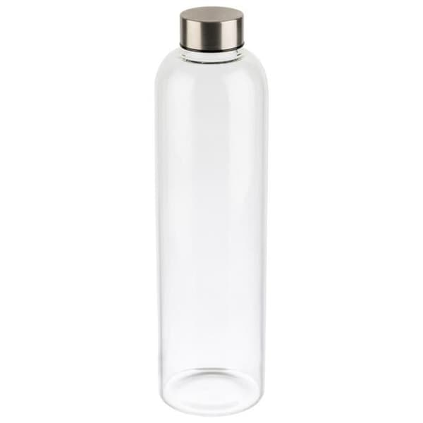 APS 66909 Dricksflaska av glas, skruvlock i rostfritt stål med silikonförsegling, 1 liter, Ø 7,5 cm, höjd 28,5 cm