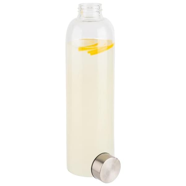 APS 66909 Dricksflaska av glas, skruvlock i rostfritt stål med silikonförsegling, 1 liter, Ø 7,5 cm, höjd 28,5 cm