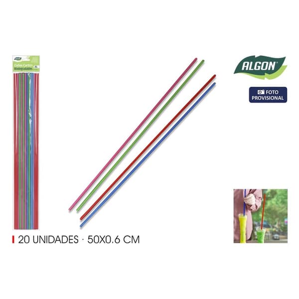 Uudelleenkäytettävä juomapilli Algon 50 x 0,6 cm 20 Kappaletta 24 osaa
