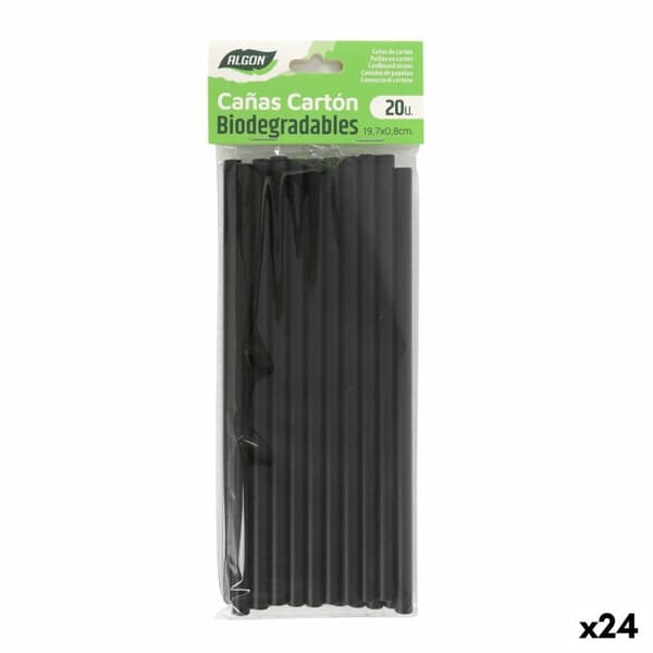 Uudelleenkäytettävä juomapilli Algon Musta 19,7 x 0,8 cm 20 Kappaletta 24 osaa