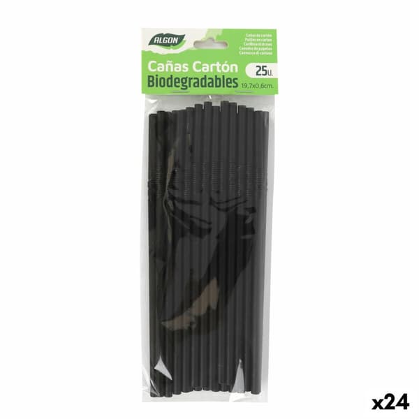 Uudelleenkäytettävä juomapilli Algon Musta 19,7 x 0,6 cm 25 Kappaletta 24 osaa