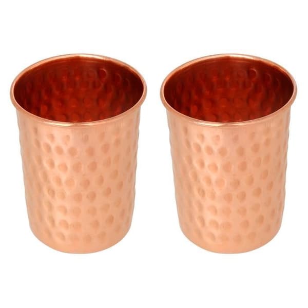 Vattenkanna - Zap Impex - Ren koppar - 1600 ml - 2 glas ingår - Hälsosam livsstil