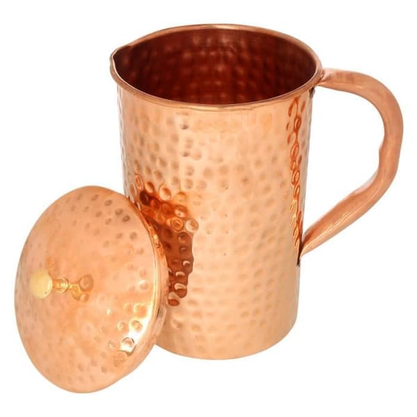Vattenkanna - Zap Impex - Ren koppar - 1600 ml - 2 glas ingår - Hälsosam livsstil