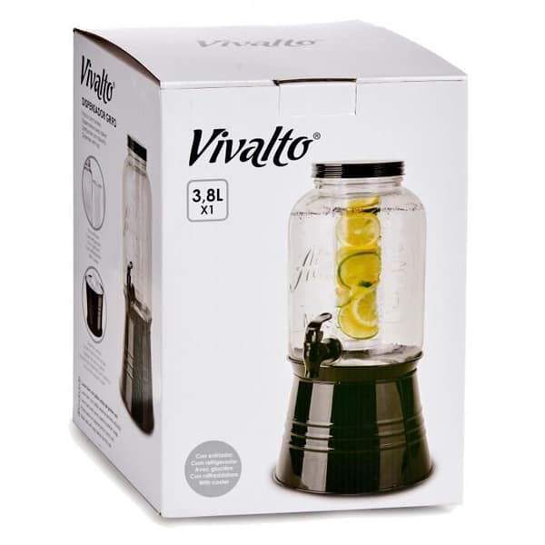 Vivalto dryckesautomat 3,8 liter glas/stål transparent/svart