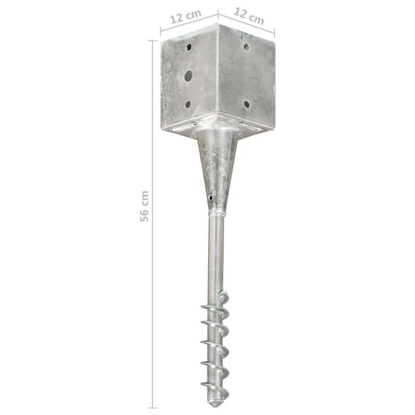 vidaXL Jordspett 6 st silver 12x12x56 cm galvaniserat stål