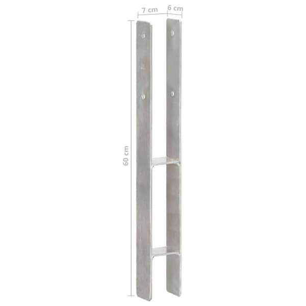 vidaXL hegnspløkker 2 stk. 7x6x60 cm galvaniseret stål sølvfarvet