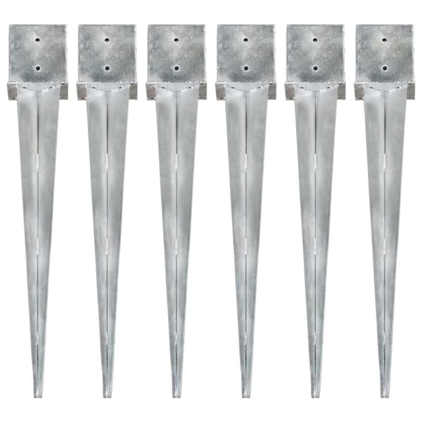 Jordspett 6 st silver 14x14x91 cm galvaniserat stål