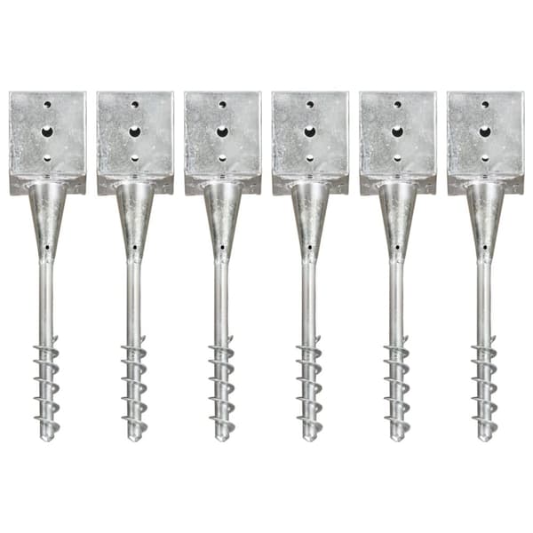 Jordspett 6 st silver 12x12x56 cm galvaniserat stål