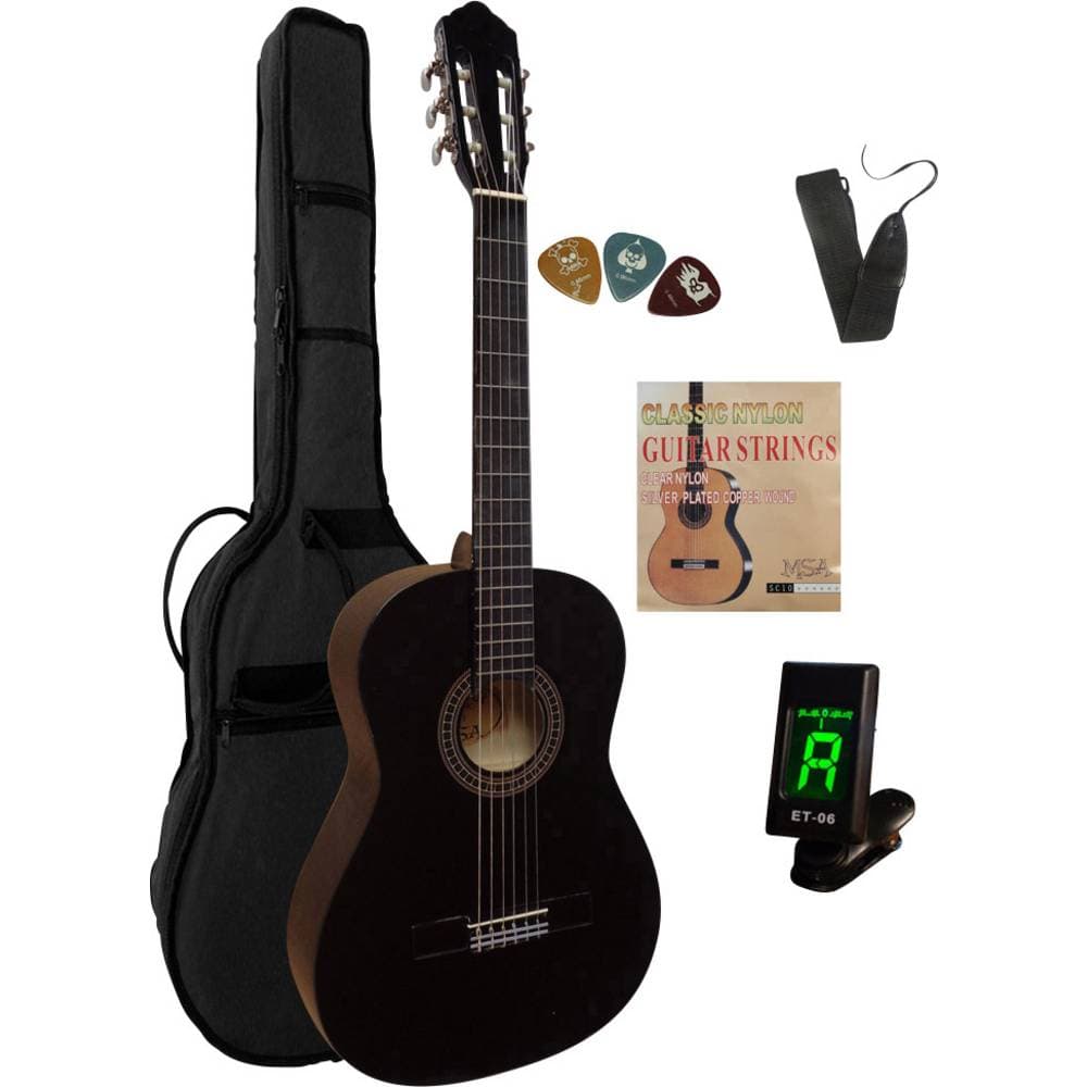 Akustisk gitarr paket MSA Musikinstrumente C 21 Set Clip 4/4 Svart inkl. väska