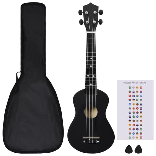 vidaXL Sopranukulele med väska för barn sopran svart 23