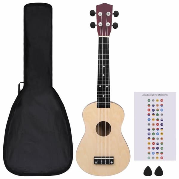 vidaXL ukulelesæt sopran med taske til børn 23" lyst træ