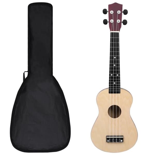 vidaXL ukulelesæt sopran med taske til børn 23" lyst træ