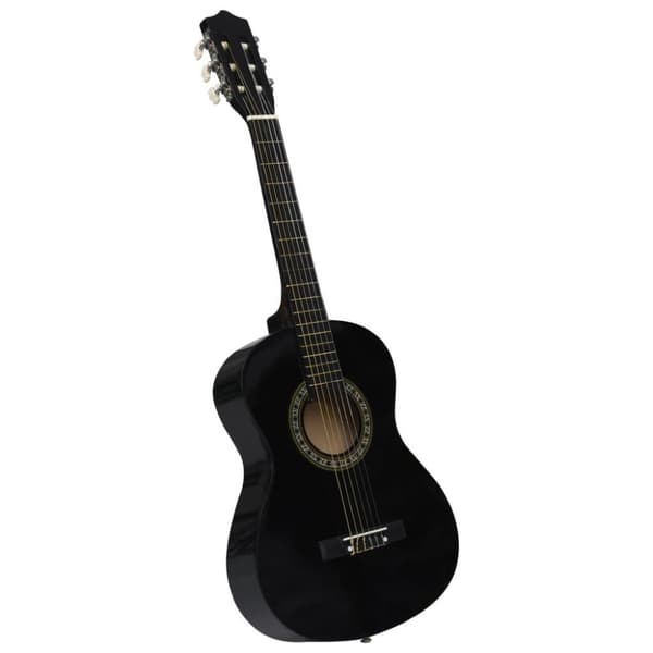 vidaXL Klassisk gitarr för nybörjare 8 delar svart 1/2 34