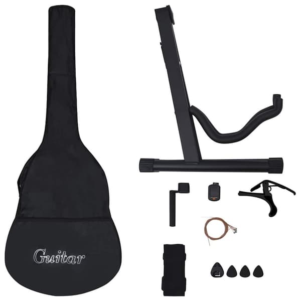 vidaXL klassisk guitarsæt 12 dele for begynder 4/4 39 sort