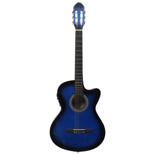 vidaXL Gitarr western 12 delar med EQ-pedal och 6 strängar blå