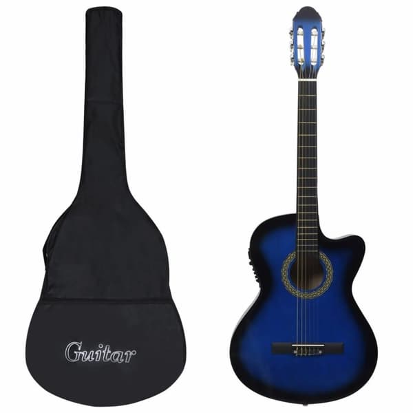 vidaXL Gitarr western 12 delar med EQ-pedal och 6 strängar blå
