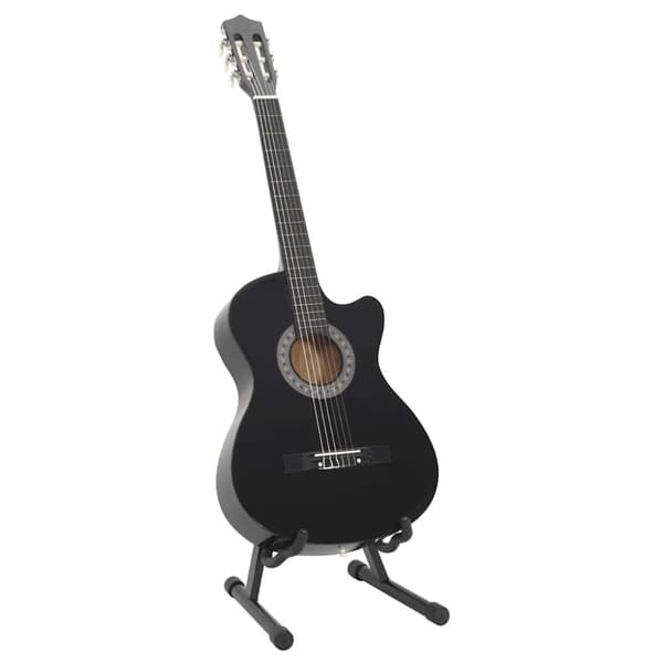 vidaXL klassisk western guitarsæt 12 dele med 6 strenge 38" sort