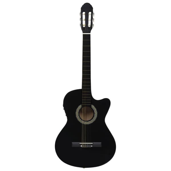 vidaXL Gitarr 12 delar med EQ-pedal 6 och strängar western svart