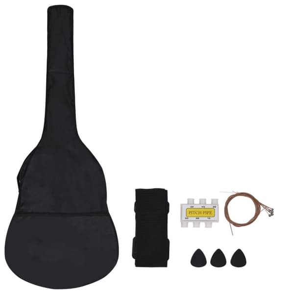 vidaXL klassisk guitarsæt 8 dele til begyndere 3/4 36" sort