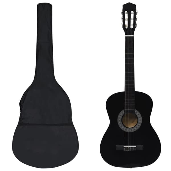 vidaXL klassisk guitarsæt 8 dele til begyndere 3/4 36" sort