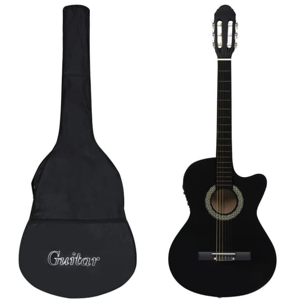 vidaXL western-guitarsæt 12 dele med equalizer og 6 strenge sort