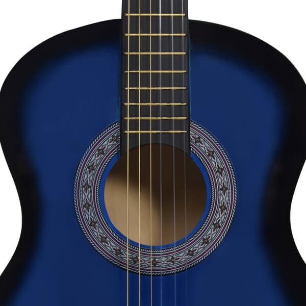 klassisk guitarsæt 8 dele til børn og begyndere 3/4 36" blå