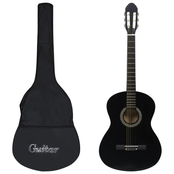 Gitarr för nybörjare med fodral klassisk svart 4/4 39"