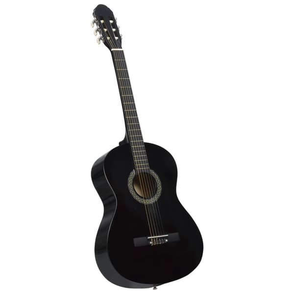 Gitarr för nybörjare klassisk svart 4/4 39" amerikansk lind