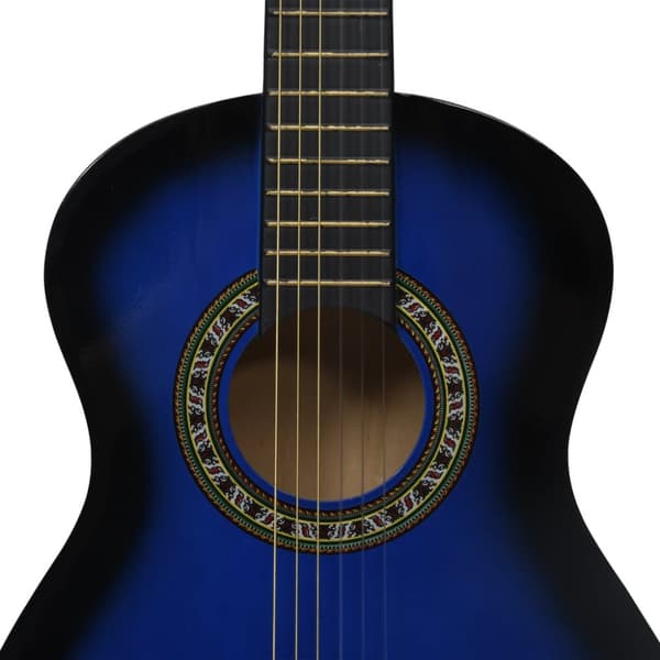klassisk guitarsæt 8 dele for begyndere 1/2 34" blå