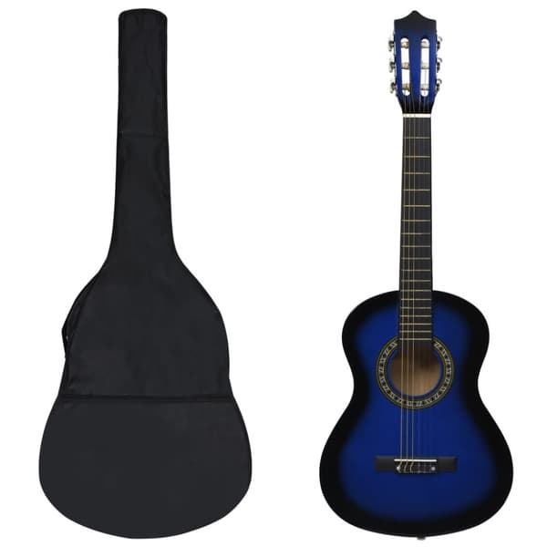 klassisk guitarsæt 8 dele for begyndere 1/2 34" blå