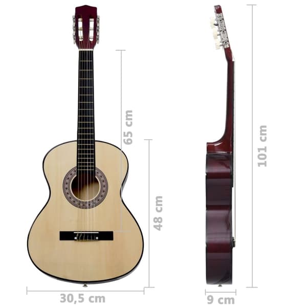 Gitarr för nybörjare klassisk 4/4 39" amerikansk lind