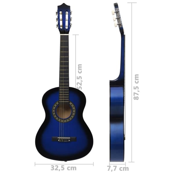 klassisk guitar for begyndere og børn 1/2 34" blå