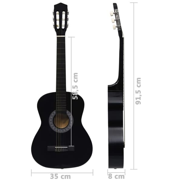 Gitarr för nybörjare och barn klassisk svart 3/4 36"