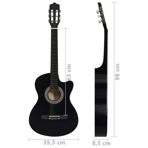 Westerngitarr med cutaway 6 strängar svart 38"