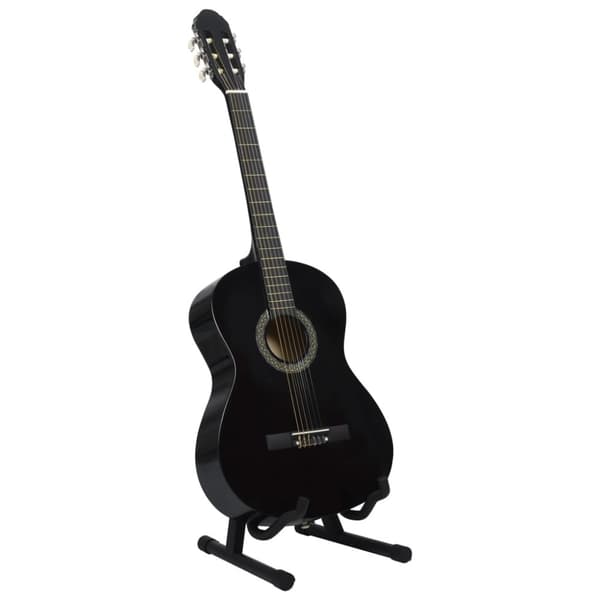 klassisk guitarsæt 12 dele for begynder 4/4 39" sort