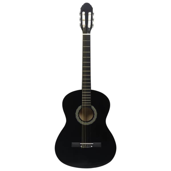 klassisk guitarsæt 12 dele for begynder 4/4 39" sort