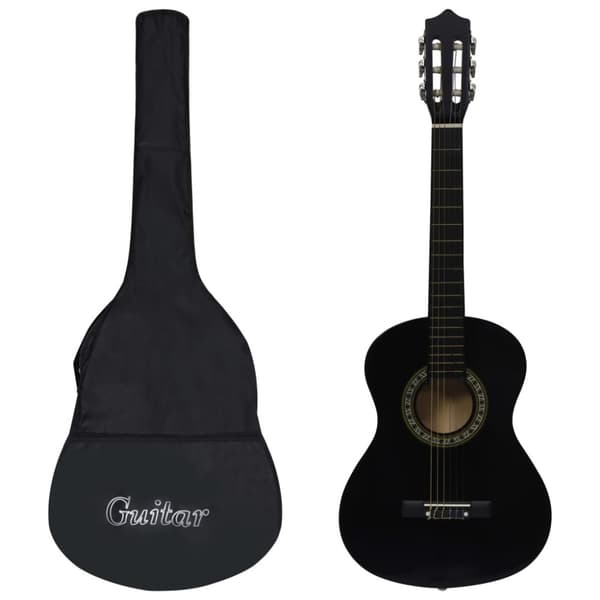 Gitarr för nybörjare och barn med fodral klassisk svart 1/2 34"