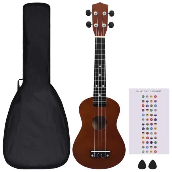 vidaXL Ukulele med väska för barn sopran mörkt trä 23" -  Stränginstrument