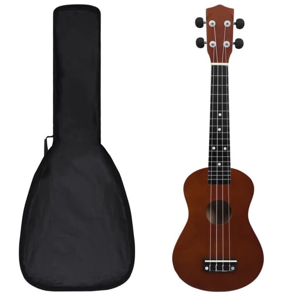 vidaXL Ukulele med väska för barn sopran mörkt trä 23" -  Stränginstrument