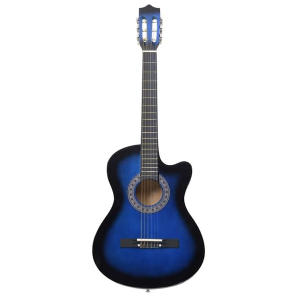 klassisk western guitarsæt 12 dele med 6 strenge 38" blå