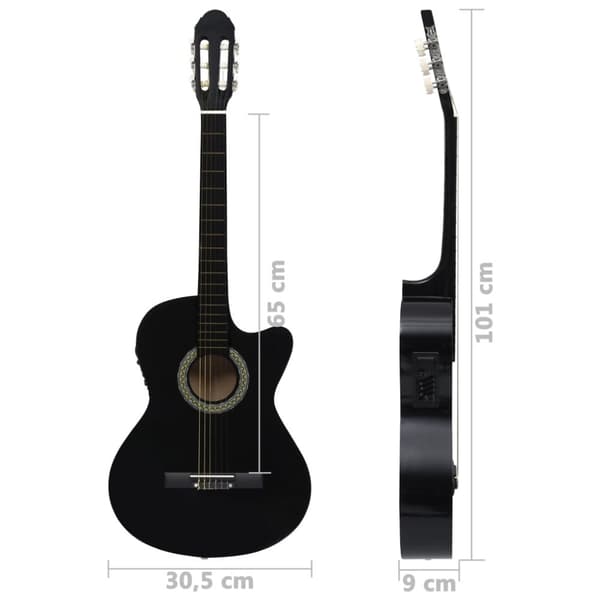 klassisk western cutaway guitar med equalizer og 6 strenge sort