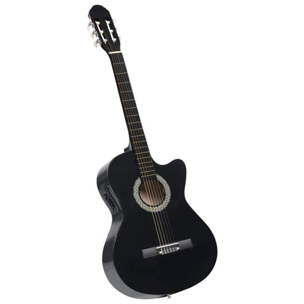 klassisk western cutaway guitar med equalizer og 6 strenge sort