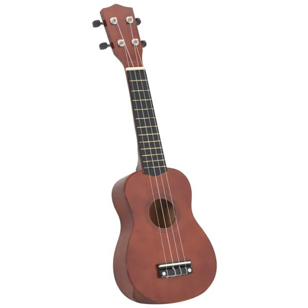 Ukulele med väska för barn sopran mörkt trä 23"