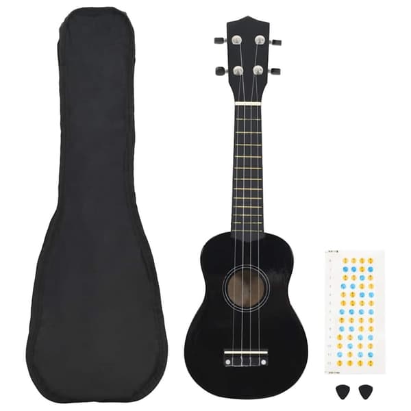 Sopranukulele med väska för barn sopran svart 21"