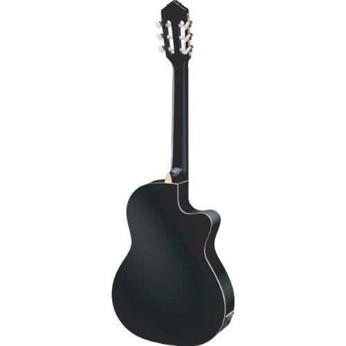 Ortega RCE145LBK vänsterhänt konsertgitarr med Gig Bag Equalizer/tuner Narrow Line Solid Spruce Topp Svart