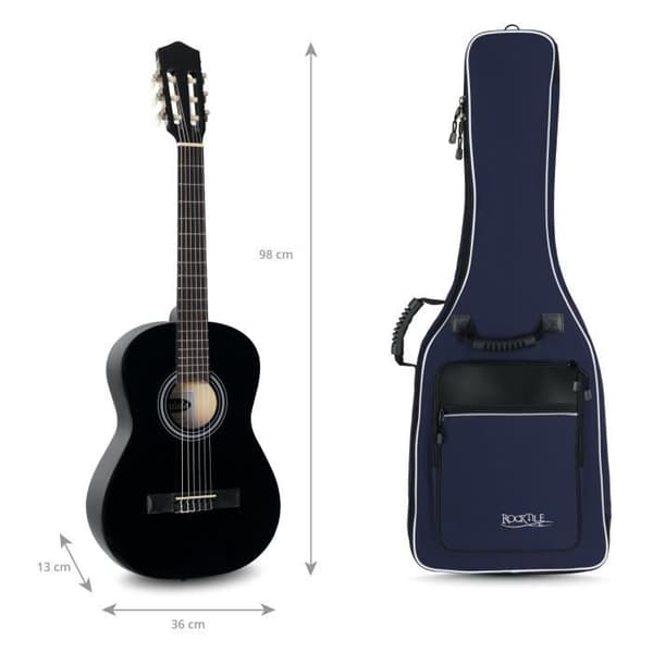 Rocktile Gig Bag för 3/4 &amp; 7/8 klassisk gitarr - Vadderad med remmar (blå)