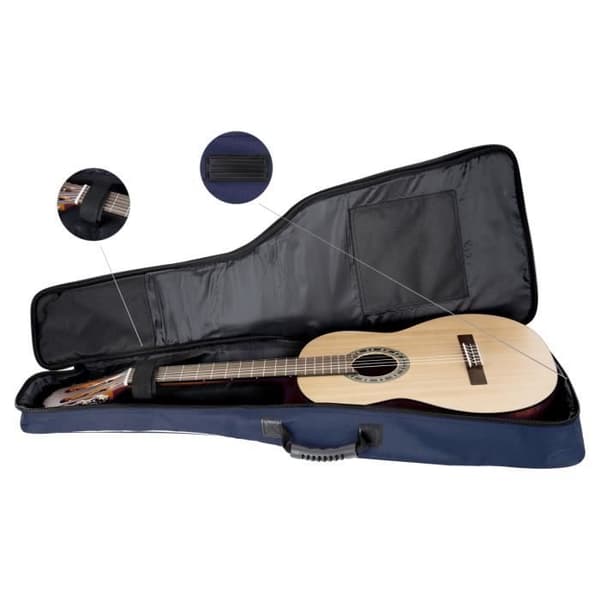 Rocktile Gig Bag för 3/4 &amp; 7/8 klassisk gitarr - Vadderad med remmar (blå)